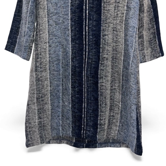 Anna Sui Blue Gray Wool Stripe Shift Dress Small Mod Vintage Archival Colorblock - Picture 10 of 12